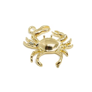 Alloy Crab Earring Charm - Textured Marine Life Charm - Figure Turtles Charm - KC Gold Tone Plating - Ocean Style Jewelry -19x17x3mm-AC3012