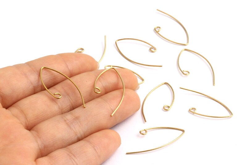 Raw Brass Earring Wires V Shaped Brass Ear Wire Jewelry Etsy