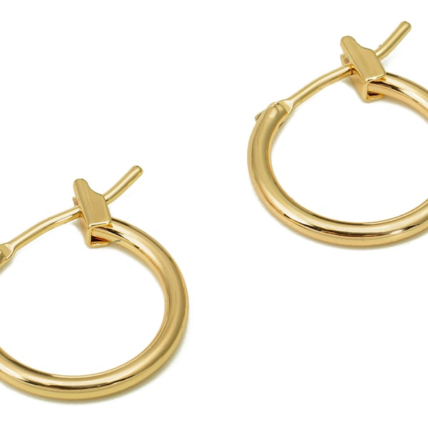 Brass Thin Hoops in Gold Clasp - Endless Hoop Earrings - Tiny Dainty Earring Clasp - 18K Real Gold Plated Brass- 18.2x14.8x1.4mm - RGP5463