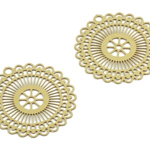10 Piezas De Dijes Redondos De Latón Crudo Para Collar, Cuentas De Latón Con Filigrana, 1 Bucle, Pátina Verde Azulada Orgánica Para Joyería Hecha A Mano, Dije De Encaje Bohemio DIY 804 - México