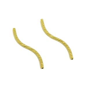 1.5*20 Curved Multifaceted Tube - Raw Brass Cylinder Tube Beads - for Bracelet Connector - Gold Necklace Connector - Jewelry Making -PP10760