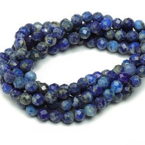 Lapis Lazuli Round Beads 4mm - 15.5 inch - Faceted Round Gemstone Beads - Natural Stone Beads - 4x4mm - NS1509