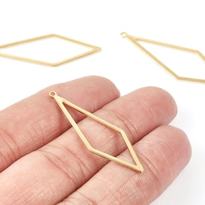 Connector Brass Rhombus - Rhombus Raw Brass - Brass Earring Findings - Jewelry Supplies - 42x14.48x0.76mm - PP1860 image 1