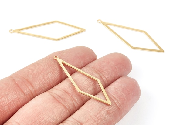 Connector Brass Rhombus  - Rhombus Raw Brass  - Brass Earring Findings - Jewelry Supplies - 42x14.48x0.76mm - PP1860