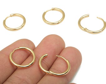 18K Gold Plated Stainless Steel Hoop Earring Clasp – Huggie Style Jewelry Finding (18.2mm) RGP4679