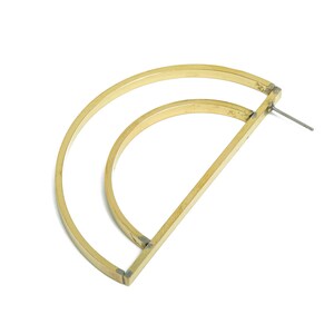 Brass Half Circle Earring Stud - Raw Brass Half Moon Outline Earring Post - Brass Geometry Minimalist Contemporary Jewelry - 7x5x1mm-PP11218