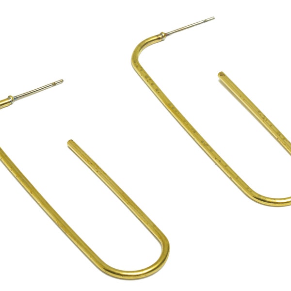 Brass Geometric Earring Stud - Raw Brass Ear Wire Post - Surgical Stud - Earring Post - Jewelry Supplies - 55x15.5x1.49mm - PP3339