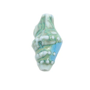 Glazed Ceramic Shell Beads - Craft Beads for Necklace or Bracelet - Blue Rustic Coastal Bead - Making Supplies - 20x11x10mm - NS2775H