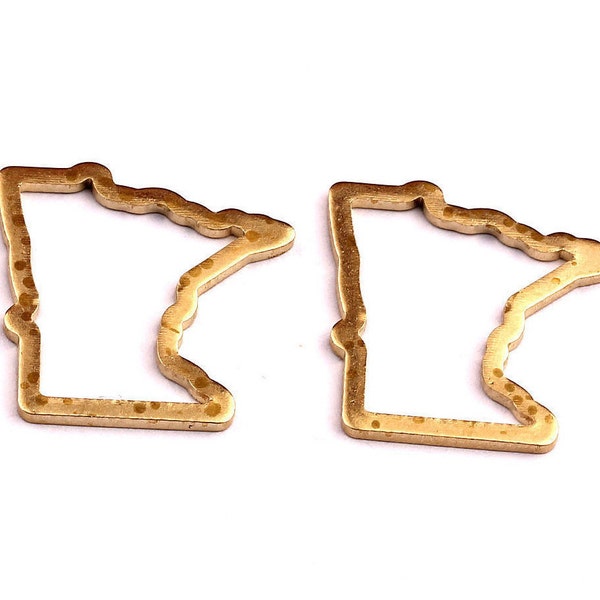 Brass Minnesota State Charms - Minnesota State Shaped Raw Brass Pendant - Jewelry Supplies - 18x18mm - PP1258