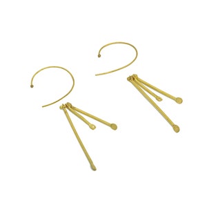 Brass Interlock Ear Wire Brass Dangle Hammered Earring Hoop Brass Bead Hoop Earring Brass Dangle Hoop Earring 97x23x1.5mm PP10405 image 1