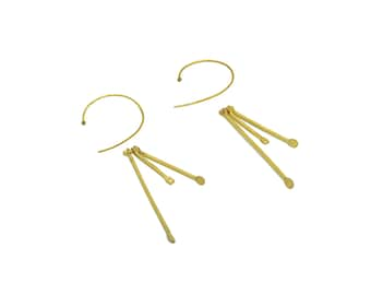 Brass Interlock Ear Wire - Brass Dangle Hammered Earring Hoop - Brass Bead Hoop Earring - Brass Dangle Hoop Earring - 97x23x1.5mm - PP10405