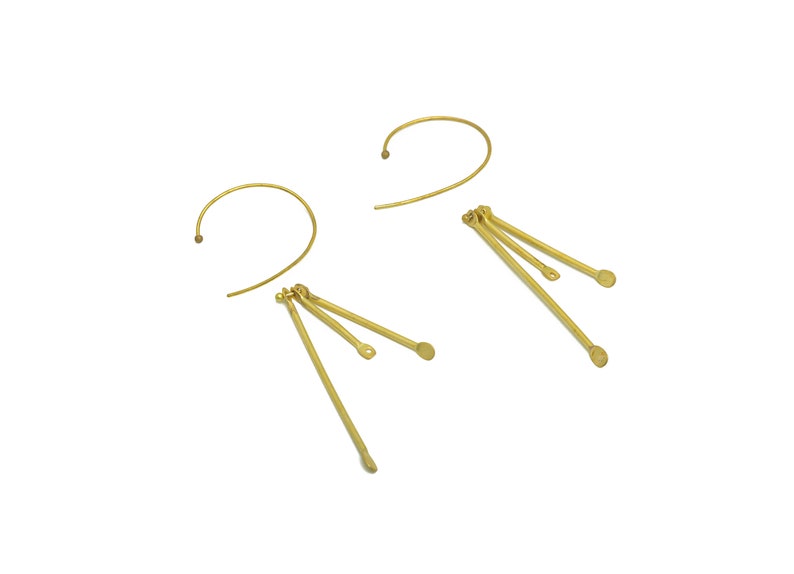 Brass Interlock Ear Wire Brass Dangle Hammered Earring Hoop Brass Bead Hoop Earring Brass Dangle Hoop Earring 97x23x1.5mm PP10405 image 1