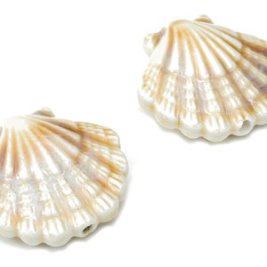 Glazed Ceramic Shell Beads - Carved Shell Beads - Handmade Beads - Bracelet Making Beads - Connectors Beads - 25.83x27.46x10.66mm - NS1823