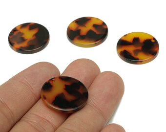 Acetate Tortoise Shell Coin Charm – Round Pendant With Hole Color Code: A04 (22.7mm) AC1585-A04