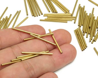 Round Brass Himmeli Tubes - Raw Brass Himmeli DIY Tube Beads - Circle Pipes for Geometric Shapes - For Air Plants -1.5x0.2x25mm- PP4567-25