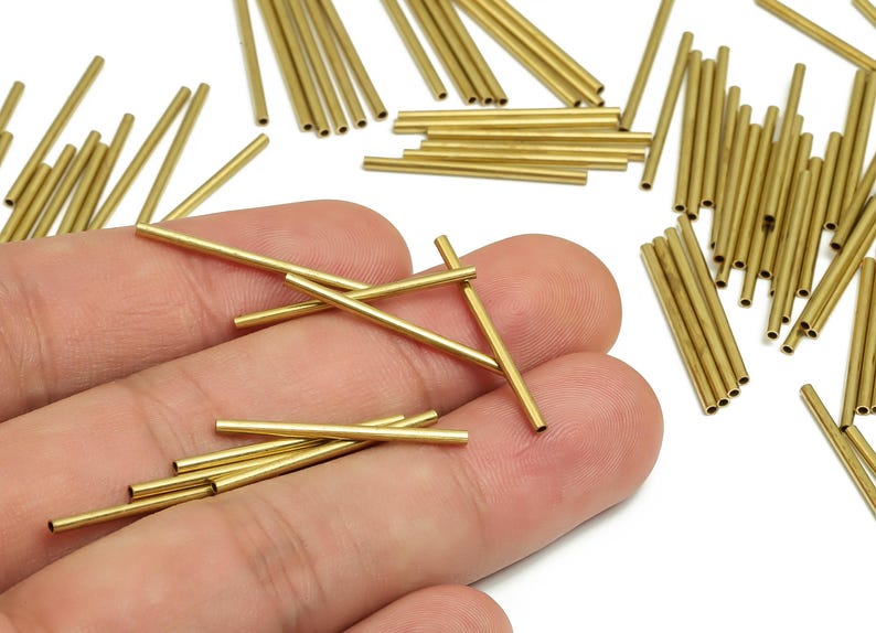Runde Messing Himmeli Tubes - Rohe Messing Himmeli DIY Tube Perlen - Kreis Pfeifen für Geometrische Formen - Für Luft Pflanzen -1.5x0.2 x 25 mm- PP4567-25 Bild 1