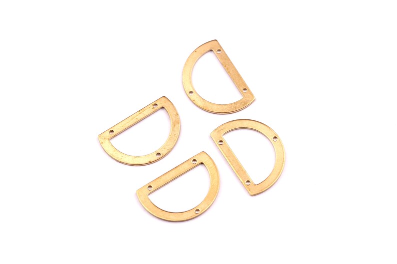 D Shaped Raw Brass Connector with 3 Holes Jewelry Supplies 21.5x14.5x0.8mm PP1224 Brass Geometric Charms
