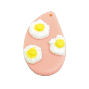 Polymer Clay Flower Pendant - Teardrop Daisy Earring Pieces - Lightweight Gift Idea for Her - Clay Daisy Jewelry - 33x19x6.54mm - PC2365