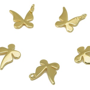 Brass Butterfly Charm - Brass Mini Butterfly Charm- Animal Earring Charm - For Necklace - 18K Real Gold Plated - 10.66x 9.9x 1.01mm- RGP6248