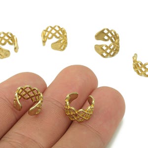 Brass Knitting Open Round C Ring - Raw Brass Knit Cuff Ear - Braid Hoop Hollow Ear Clip - Mesh Earring Cuff - 12.01x11.1x1.15mm - PP8110