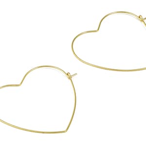 Brass Heart Earring Hoops - Raw Brass Ear Wire 41 - Geometric Earring Findings - Jewelry Making Supplies - 41.27x36.29x0.66mm - PP4371