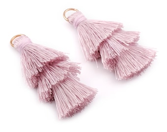 3 Layers Tassel Charms - Tiered Tassel Earrings - Tassels with Iron Jump Ring - TassACels for Earrings and Key Chain - 72.27x13.7mm - TS1055