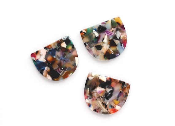 Color Code: A39-29.68x12.7x2.7mm D Shaped Pendant Acetate D Earring Charms Jewelry Supplies AC1364P Earring Finding