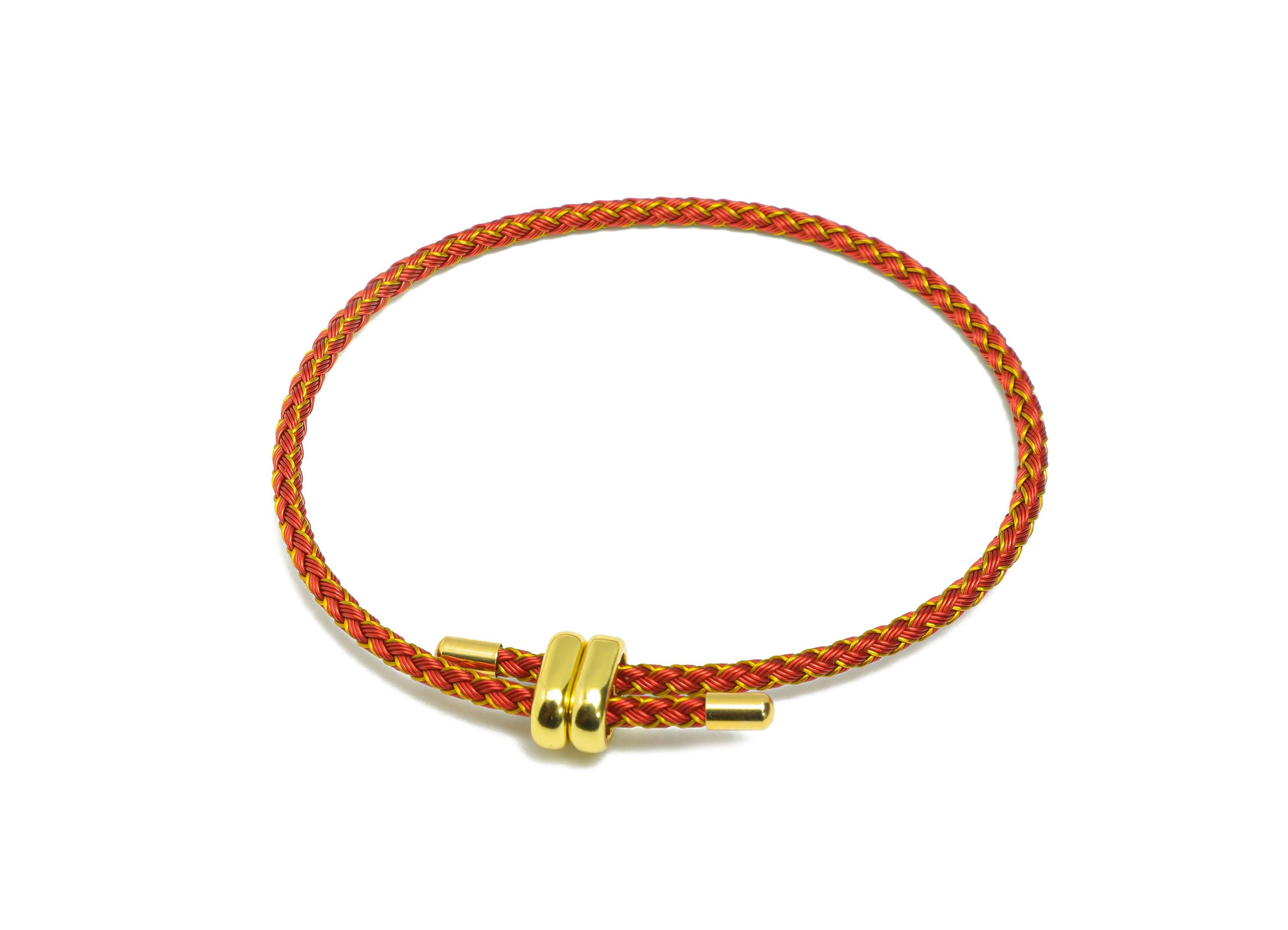 Braided Rope Bracelet With Steel Clasp - Brass Multicolor Adjustable Woven Cord Bracelet - Handcrafted Beading Bracelet Making - HM1070F