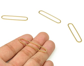 Brass Oval Earring Charms – Gold Oval Shaped Pendant – Oval Connector - 18K Real Gold Plated Brass – Jewelry Supplies- 40x9x1mm - RGP3318-40