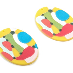 Acrylic Oval Earring Charms - Acrylic Colorful Circle Pandant - Earring Findings - Jewelry Supplies - 40.63x28.64x2.79mm - AC2047