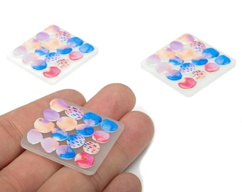 Pendientes cuadrados de acrílico con burbujas - Colgante cuadrado de acrílico - Impresión texturizada - Materiales para la fabricación de joyas - 34,83 x 34,76 x 2,24 mm - AC2475A