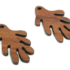 Walnut Wood Leaf Earring Charms - Walnut Wood Leaf Pendant - DIY Jewelry Making Supplies - 29.52x18.28x2.37mm - BB1232