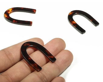 Acetate U Earring Charms - Acetate U Pendant - Tortoise Shell - Jewelry Making Supplies - Color Code: A710 - 34.71x26.16x2.6mm - AC1114-A710