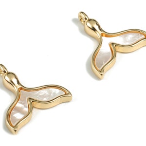 Gold Walschwanz Muschel Ohrring Charms - 18K Echt vergoldet Messing Walschwanz Charm mit Zirkonen - 14,87x14,53mx3,02mm - RGP2715