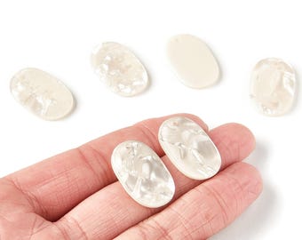 Acetate Acrylic Oval Earring Charms – Ivory Pendant for Jewelry Making Color: A31 - (26x13.7x2.5mm) AC1158G