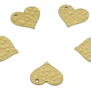 Brass Hammered Heart Charms - Raw Brass Heart Pendant - Earring Findings - Jewelry Making Supplies - 12.6x10.98x0.7mm - PP7960