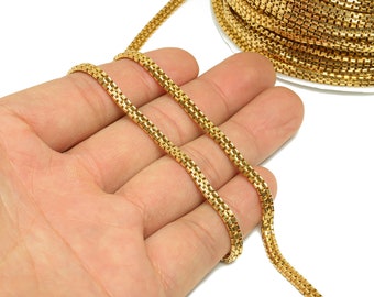 2mm Double Box Chain - 2*4mm Box Chain 2 Strand Box Chain - Brass Box Chain - Raw Brass Box Chain - CC1231