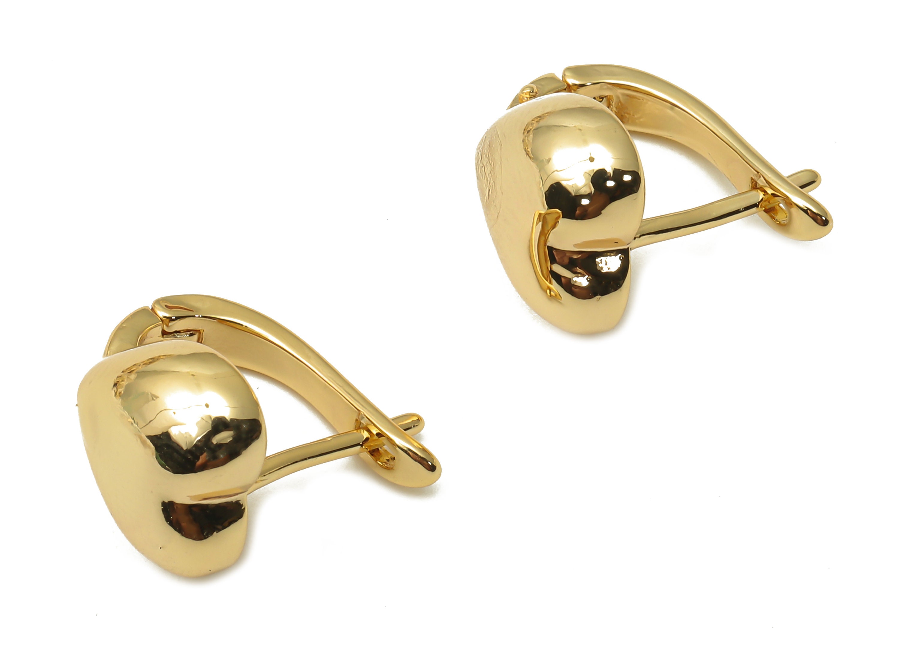 Brass Heart Earrings Clasps - Gold Plated Brass Earrings Hoops - Brass Heart Clasp - 18K Real Gold Tone Plated -15.97x15.06x1.22mm - RGP4740