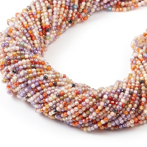 Mix Zirkon Runde facettierte Perlen - Mix Zirkon Perlen - 15,15 &quot;&quot; / 219 Stück / 1 Strang - 2mm x 2mm - Edelstein Perlen - NS1022A