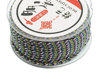 2mm Nylon Braided Cord - 3 Color 8 Strand Rope - 10m/Roll - Polyamid Beading String - Colorful Crafting Cord - Jewelry Accessories - HM1062C