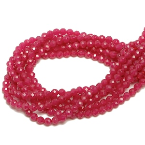 3mm Red Corundum Round Beads - Crystal Beads - Gemstone Red Corundum Beads - 15.5 &quot;/ Strand Faceted Round Beads - Corundum Bead- NS2052
