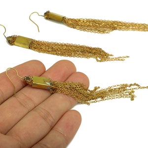 Brass Chian Ear Wire Brass Tassel Chain Earring Hook Brass Tassel Earring Wire Hook Brass Tassel Hook Earring 108x8.4x4mm PP10399 image 3