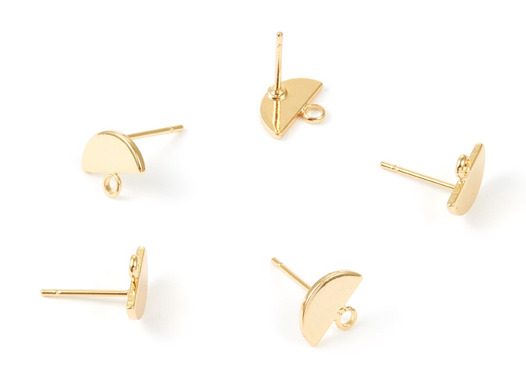 18K Real Gold Plated Brass Post Stud Semicircular Earrings - Etsy