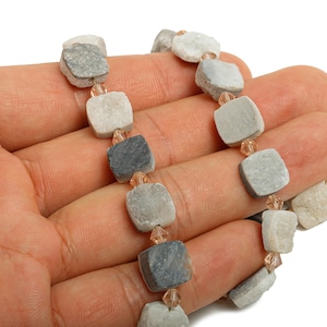Square Natural Stone Bead - 15.5inch/1strand/28 stone/ Raw Stone Beads - Gemstone Jewelry Supply - Natural Crystal Making Beads - EE8919
