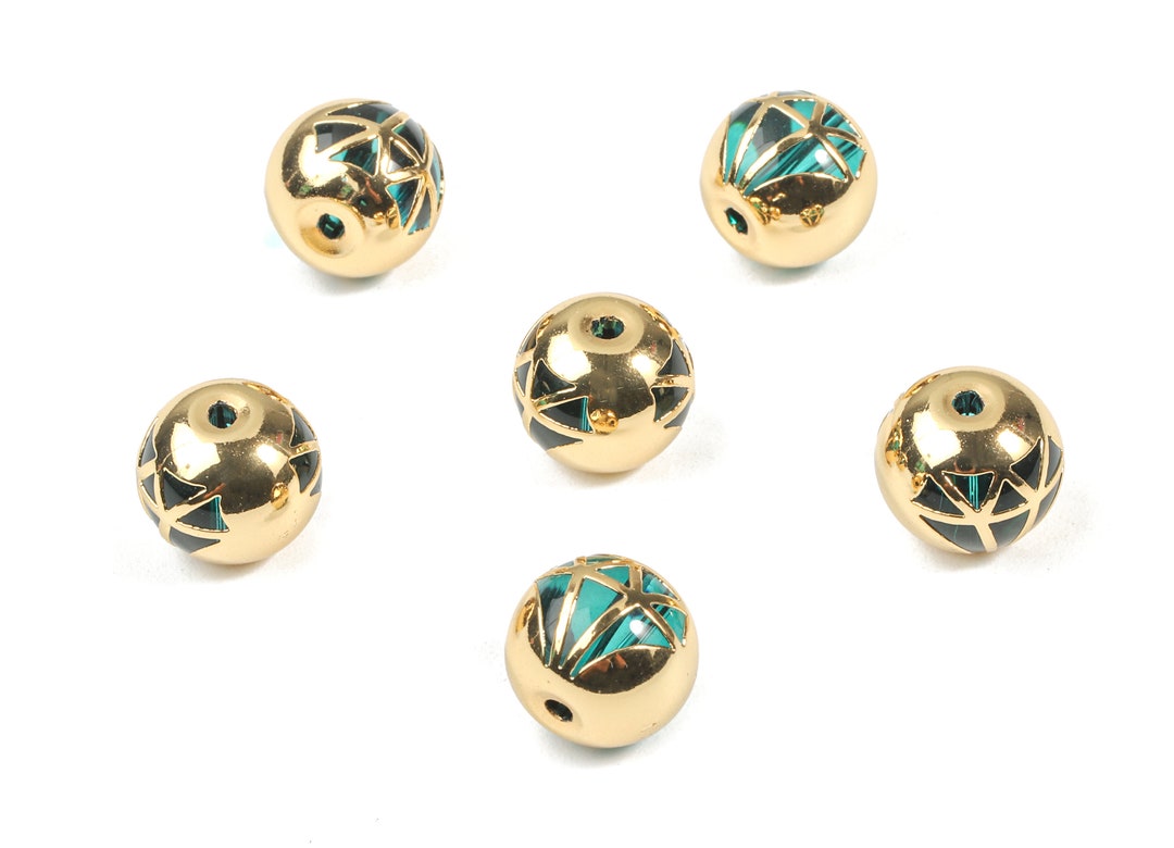 Glass Spacer Ball Beads Copper and K9 Green Crystal Glass Etsy