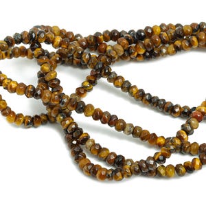 4mm Dyed Tigereye Beads - Faceted Rondella Colored Tigereye 14.56 inch /Strand - DIY Crafting Stone Beads - Craft Making - NS2986