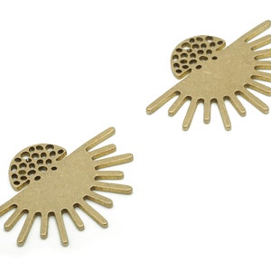 Messing Bubble Semicircle Sun Earring Charms - Raw Messing Halve Maan Zon Hanger - Sieraden Making Supplies - 24.65x18.14x0.82mm - PPZ0140
