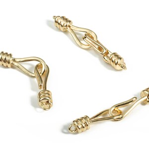 Sterling Gold Hook - 18K Real Gold Plated Brass - Thicken Hook Clasps - Eye Connector - Clasp Connector for Pendant - 31.26×6×4mm - RGP3053 image 3