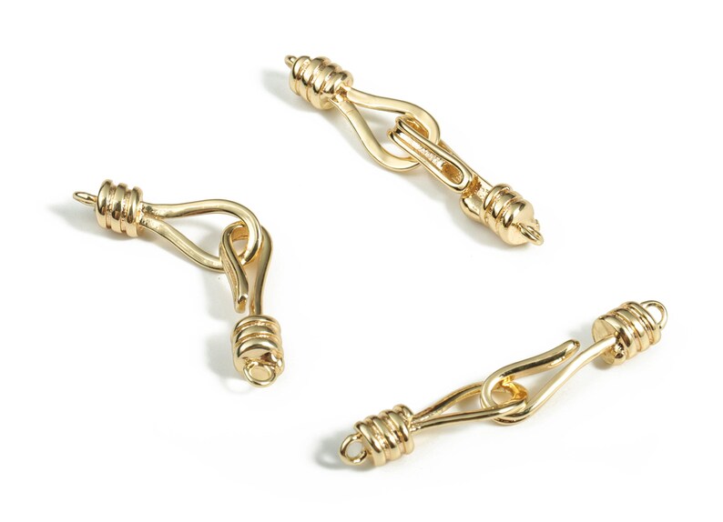 Sterling Gold Hook - 18K Real Gold Plated Brass - Thicken Hook Clasps - Eye Connector - Clasp Connector for Pendant - 31.26×6×4mm - RGP3053 image 3