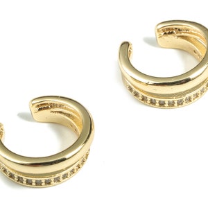 Zircon Ear Cuffs – 18K Real Gold Plated Brass Ear Cuff - No Piercing Ear Cuff Earring - Ear Cuffs Accessories - 13.49 ×12.3×1.9mm - RGP2830
